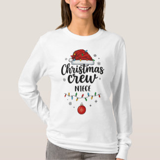 Camiseta Christmas Crew Niece Santa Hat Matching Christmas