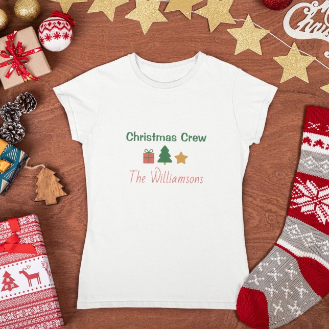 Camiseta Christmas Crew Personalized Family Holiday (Criador carregado)
