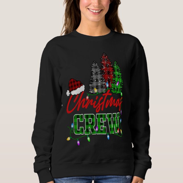 Camiseta Christmas Crew Three Tree Buffalo Plaid Matching F (Frente)