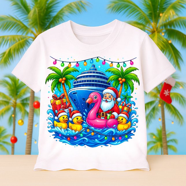 Camiseta Christmas Cruise Santa, Cruising Ducks, Ship (Criador carregado)