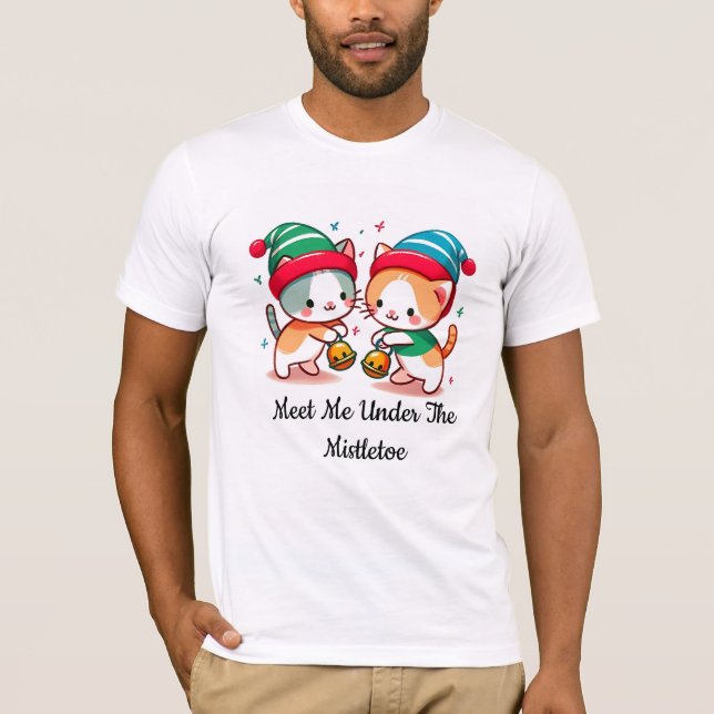 Camiseta Christmas Cute Meet Me Under The MistleToe  (Frente)