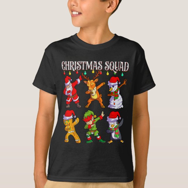 Camiseta Christmas Dab Santa Friends Matching Family Christ (Frente)