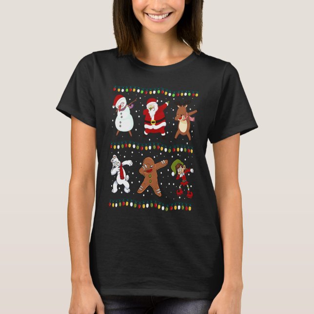 Camiseta Christmas  Dabbing Santa Claus Dabbing Snowman  XM (Frente)