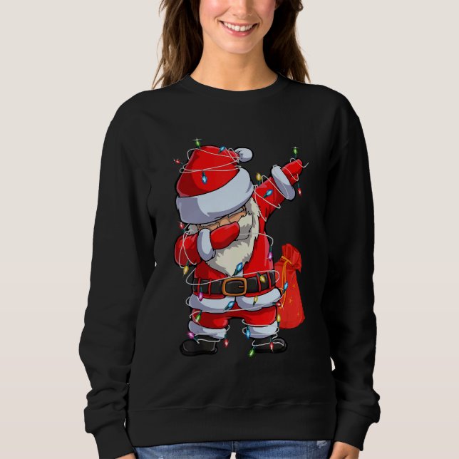 Camiseta Christmas Dabbing Santa Claus Xmas Lights  Boys Ki (Frente)