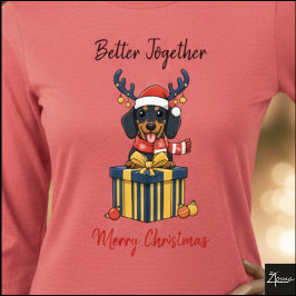 Camiseta Christmas Dachshund Reindeer Scarf Gift Graphic
