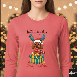 Camiseta Christmas Dachshund Reindeer Scarf Gift Graphic