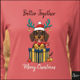 Camiseta Christmas Dachshund Reindeer Scarf Gift Graphic
