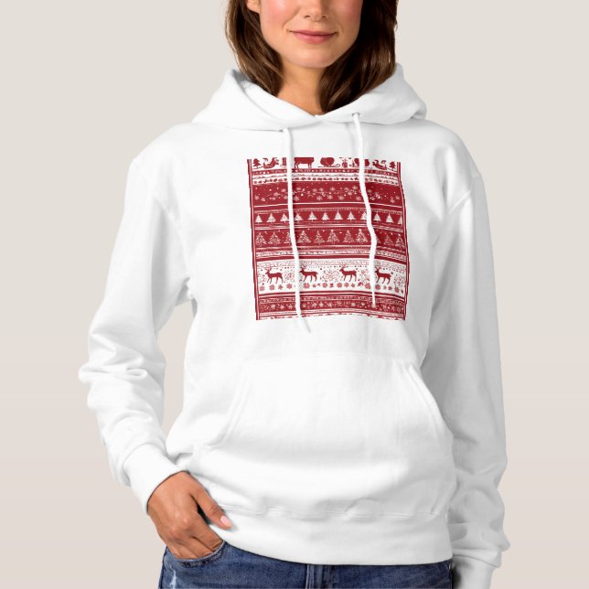 Camiseta Christmas deer ,trees and snow hoodie for women  (Frente)