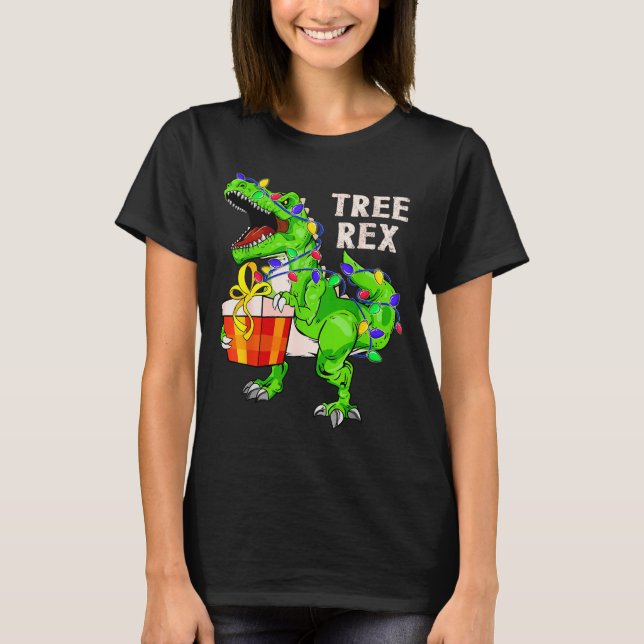 Camiseta Christmas Dinosaur Shirt Tree Rex Pajamas Xmas Men (Frente)