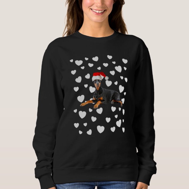Camiseta Christmas Doberman Pinscher Xmas Santa Hat Dog Mom (Frente)