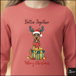 Camiseta Christmas Doberman Reindeer Scarf Gift Graphic