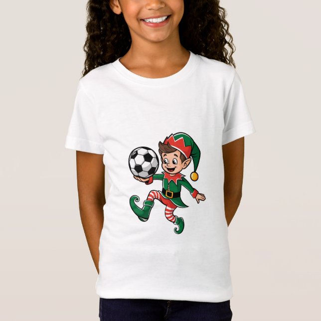 Camiseta Christmas Elf Playing Soccer (Frente)