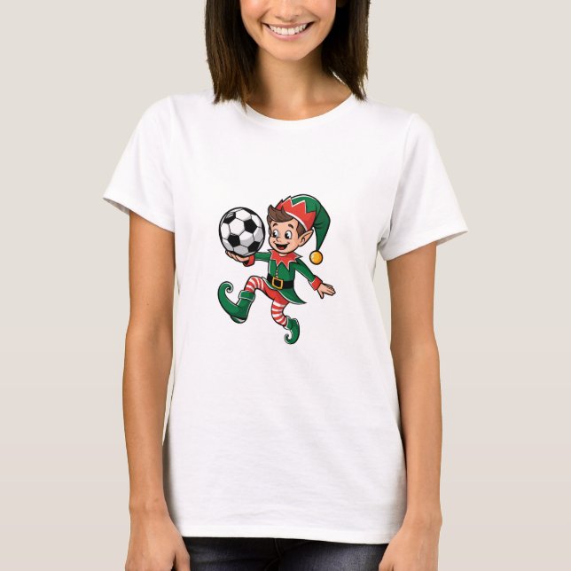 Camiseta Christmas Elf Playing Soccer (Frente)