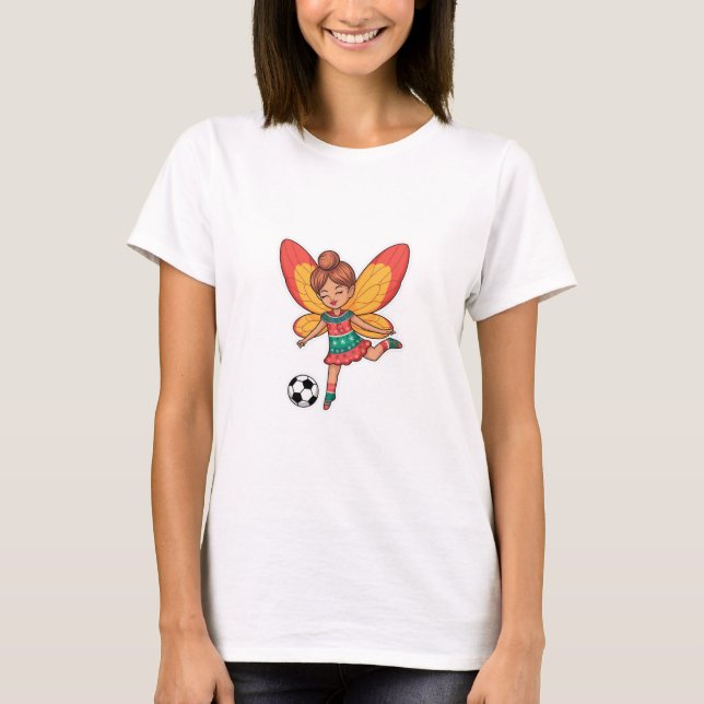 Camiseta Christmas Fairy Playing Soccer (Frente)