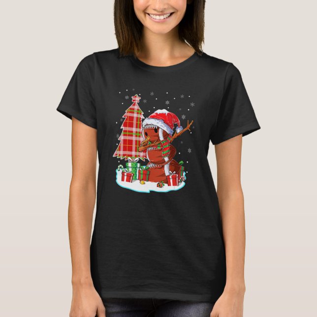 Camiseta Christmas Football Ball Snowman Dabbing Santa Hat  (Frente)
