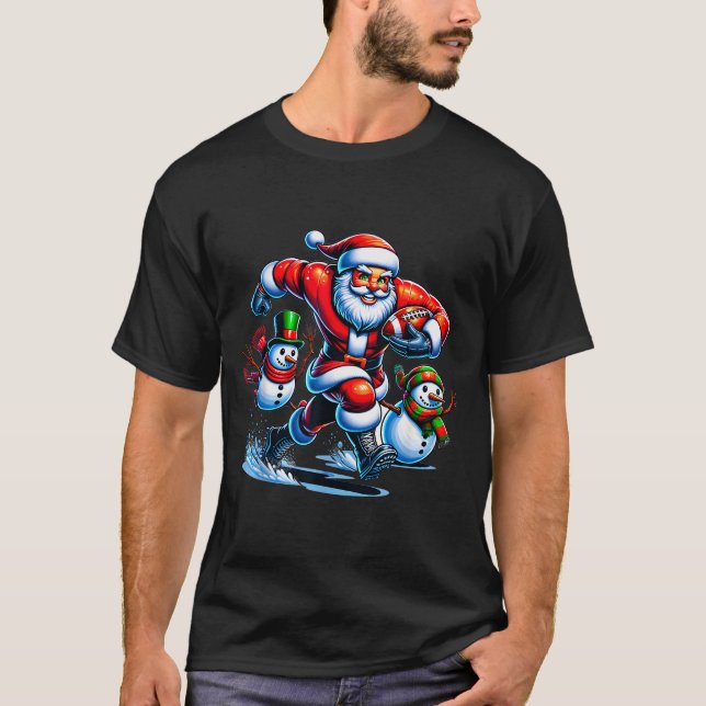 Camiseta Christmas Football Santa Playing Football  (Frente)