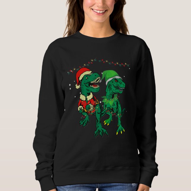 Camiseta Christmas for men women kids Santa ELF Dinosaur (Frente)