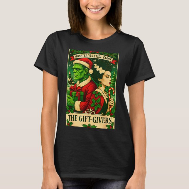 Camiseta Christmas Frankenstein And Bride The Lovers Tarot  (Frente)