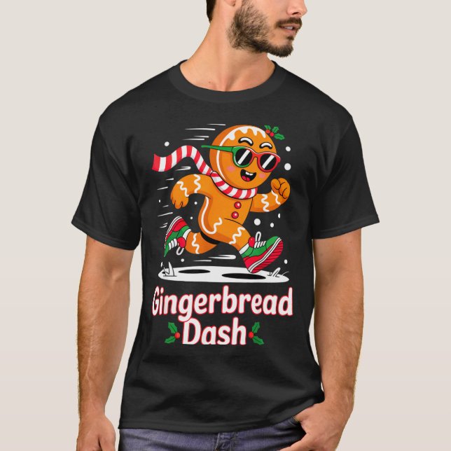 Camiseta Christmas Gingerbread Dash Running Runner Xmas Mar (Frente)