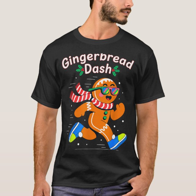 Camiseta Christmas Gingerbread Dash Running Runner Xmas Mar (Frente)