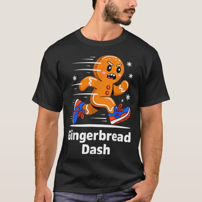 Camiseta Christmas Gingerbread Dash Running Runner Xmas Mar (Frente)
