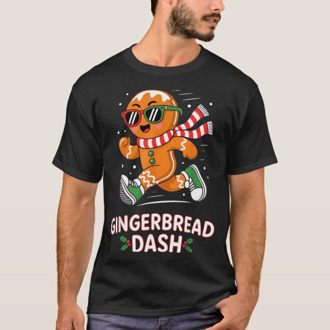 Camiseta Christmas Gingerbread Dash Running Runner Xmas Mar (Frente)