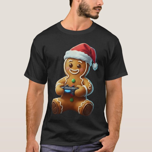 Camiseta Christmas Gingerbread Gamer Xmas Gaming Boys Youth (Frente)