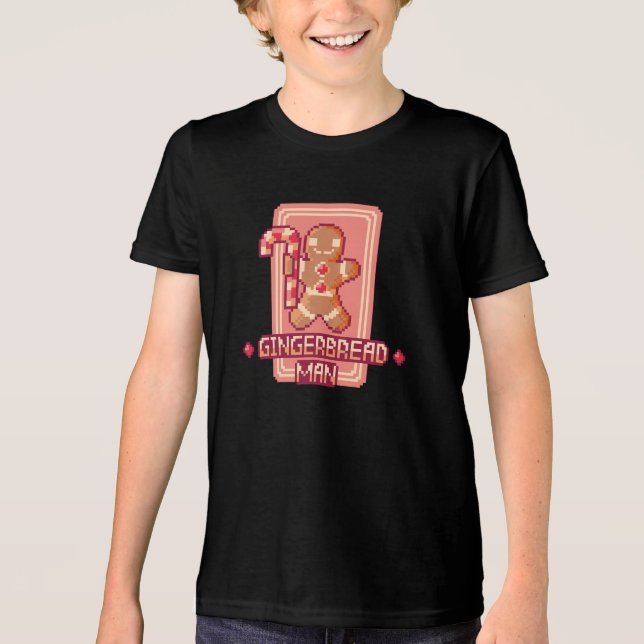 Camiseta Christmas Gingerbread Man Pixel Art Design (Frente)