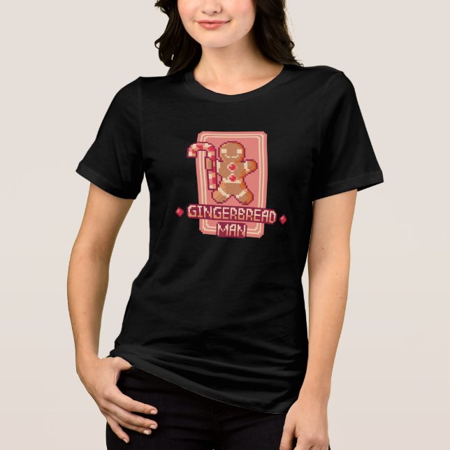 Camiseta Christmas Gingerbread Man Pixel Art Design (Frente)