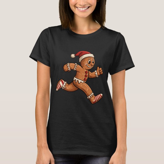 Camiseta Christmas Gingerbread Running Funny Runners Pajama (Frente)
