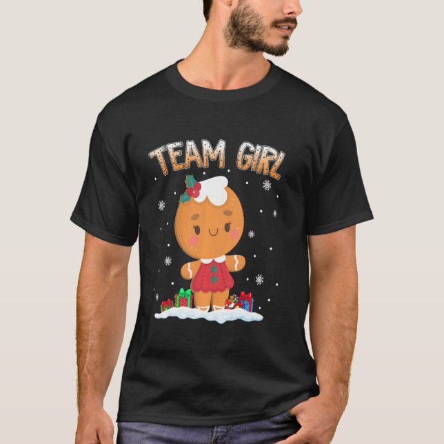 Camiseta Christmas Gingerbread Team Girl Gender Reveal Wome (Frente)