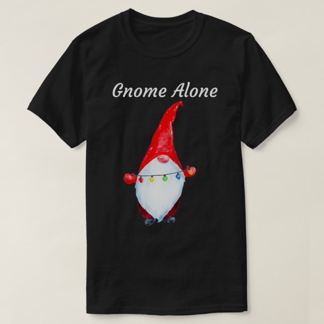 Camiseta Christmas Gnome  Gnome Alone  (Frente do Design)