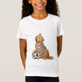 Camiseta Christmas Golden Retriever Dog with Soccer Ball