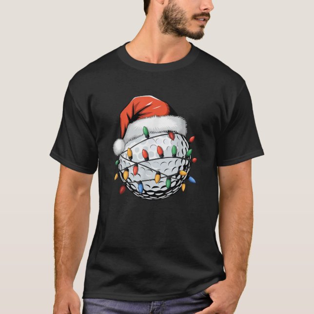 Camiseta Christmas Golf Ball Santa Hat Lights Gift for Golf (Frente)