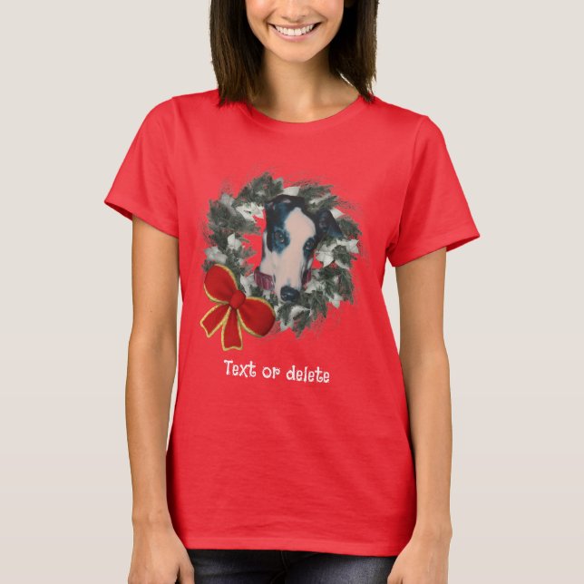Camiseta Christmas Greyhound Wreath Personalized (Frente)