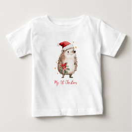 Camiseta Christmas Hedgehog in Santa Hat 