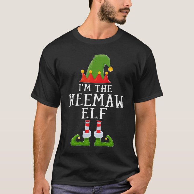 Camiseta Christmas I'm The MeeMaw Elf Santa Elf Hat Family  (Frente)