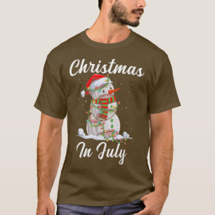 Camiseta Christmas In July Baseball Snowman Santa Hat Summe