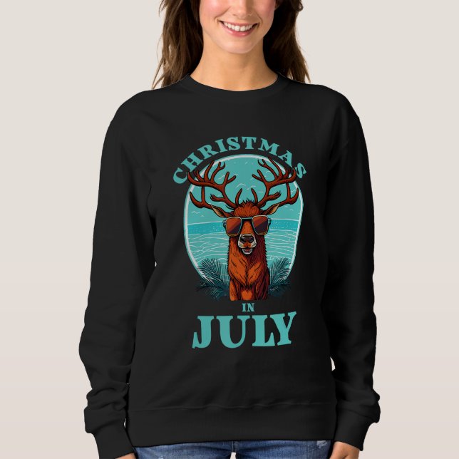 Camiseta Christmas in July Beach Summer Reindeer Beach Bash (Frente)