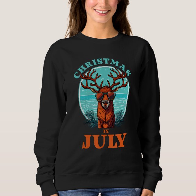 Camiseta Christmas in July Beach Summer Reindeer Beach Bash (Frente)