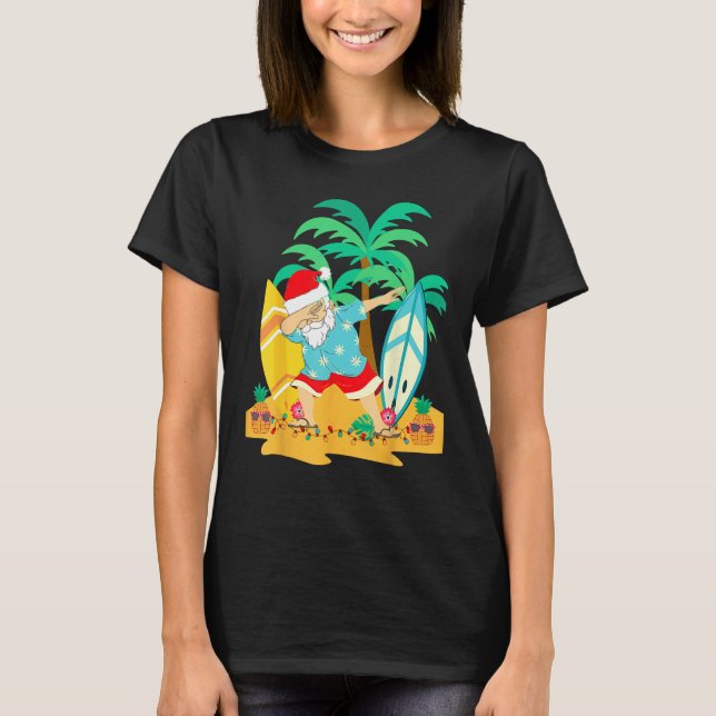 Camiseta Christmas in July Dabbing Santa  Tropical Christma (Frente)