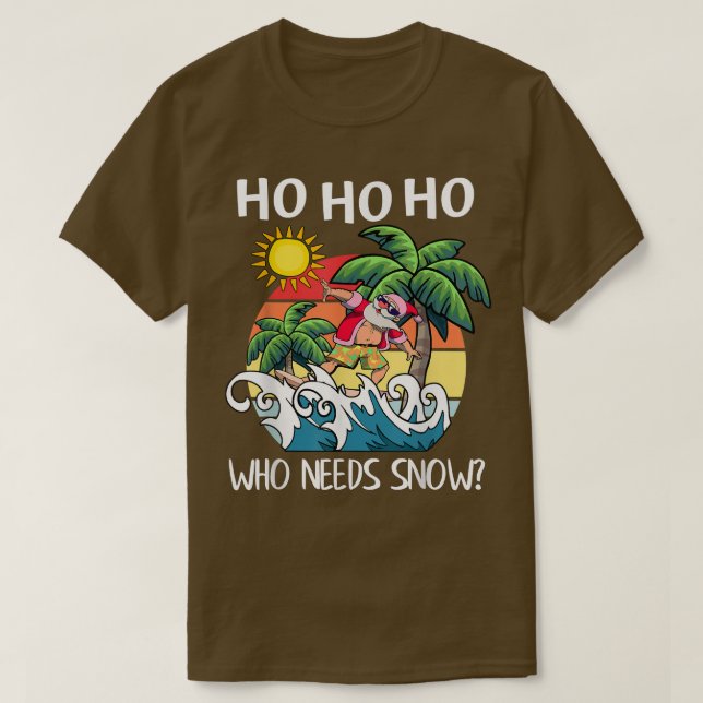 Camiseta Christmas In July Funny Santa Surfing Summer Beach (Frente do Design)