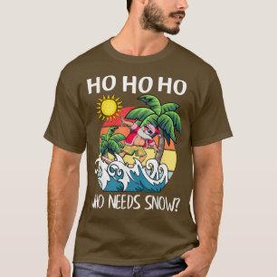 Camiseta Christmas In July Funny Santa Surfing Summer Beach
