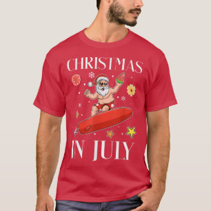 Camiseta Christmas In July Funny Santa Surfing Summer Surfe