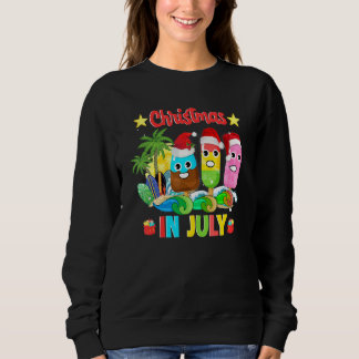 Camiseta Christmas In July Ice Pops In Santa Hat Kids Toddl