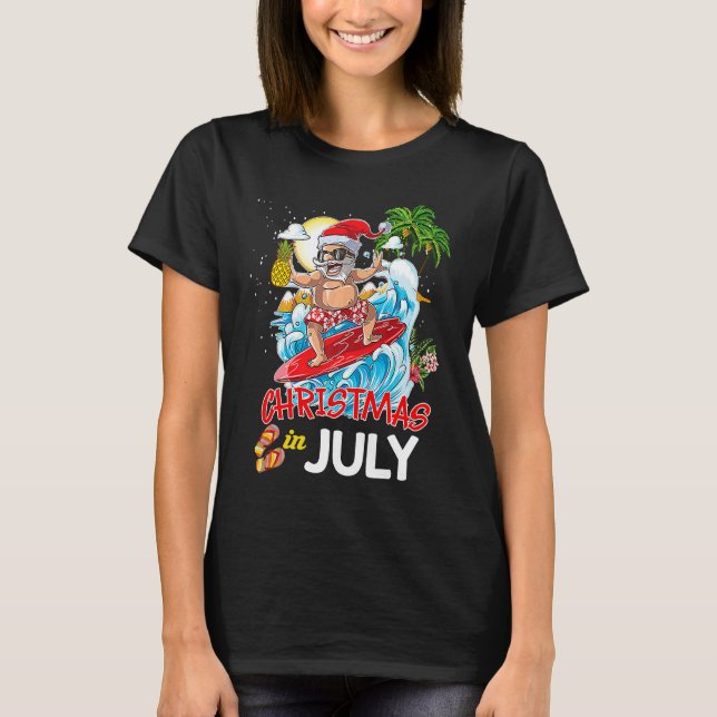 Camiseta Christmas In July Party Costume Clothing Santa Sur (Frente)
