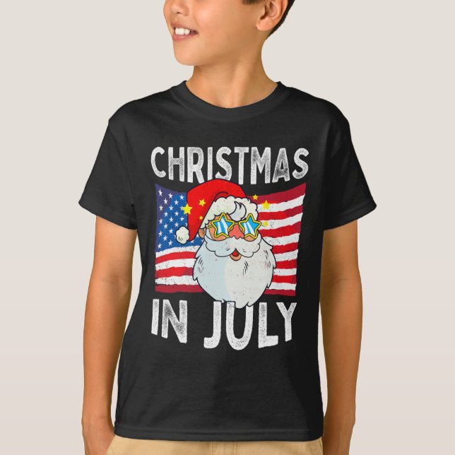 Camiseta Christmas In July Retro Hipster Funny Santa Men Wo (Frente)