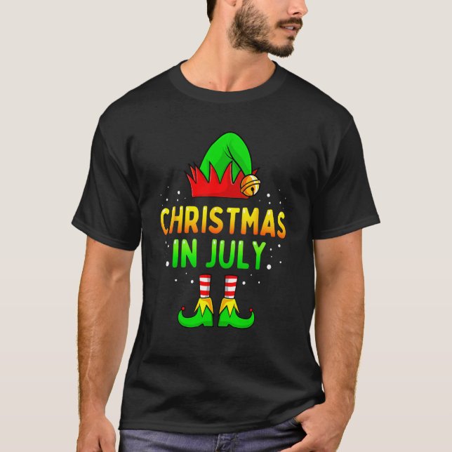 Camiseta Christmas In July Santa Elf  Xmas Men Women Kids (Frente)