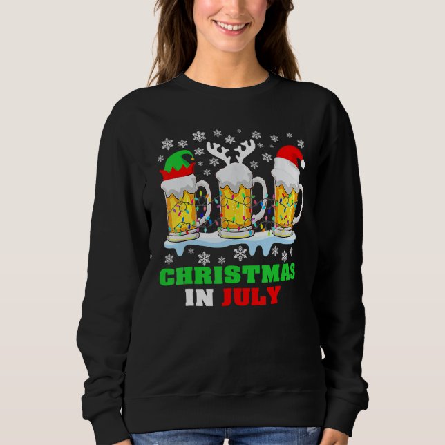 Camiseta Christmas In July Santa Hat Snowman Beer Summer Va (Frente)