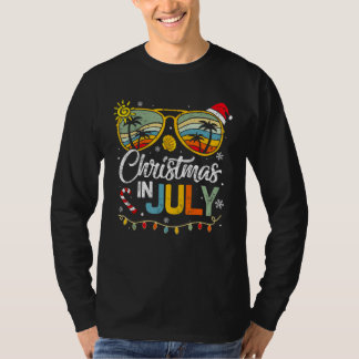 Camiseta Christmas in July Santa Hat Sunglasses Summer Cele